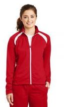 Sport-Tek Ladies Tricot Multi-Color Track Jacket With Pockets